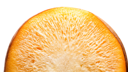 Closeup of a sliced fruit vibrant yellow and white texture detailed macro shot