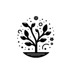 Minimalist Black & White Plant Logo, Eco-Friendly, Growth Concept