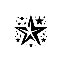 Bold Black Starburst Logo Element, White Background