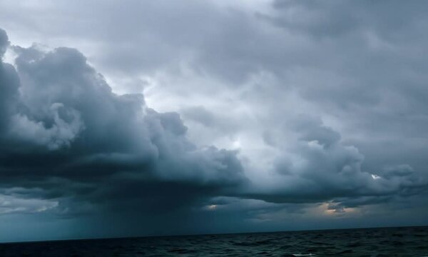 Bad weather clouds over the ocean