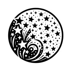 Black & White Starburst Yin Yang Design