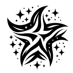 Abstract Starburst Design in Black and White