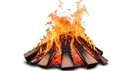 Burning Logs with Flames