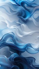 Fototapeta premium Abstract blue and white flowing wave background with smooth gradient curves and elegant fluid motion, perfect for modern design, digital wallpaper, or minimalist artistic visuals
