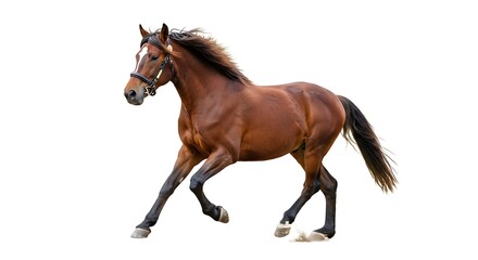Fototapeta premium Magnificent Bay Horse in Motion: A Stunning Equestrian Image