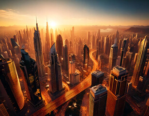 A futuristic cityscape, a beautiful and peaceful city