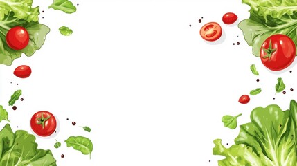 Fresh Vegetables and Greens Frame for Healthy Food Background