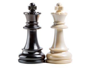 chess pieces on white background
