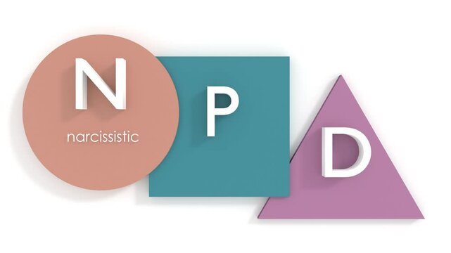 NPD - Narcissistic personality disorder acronym. A personality disorder characterized by a life-long pattern of exaggerated feelings of self-importance. Acronym text animated background.