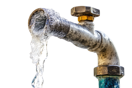 Leaky Water Pipe on transparent background