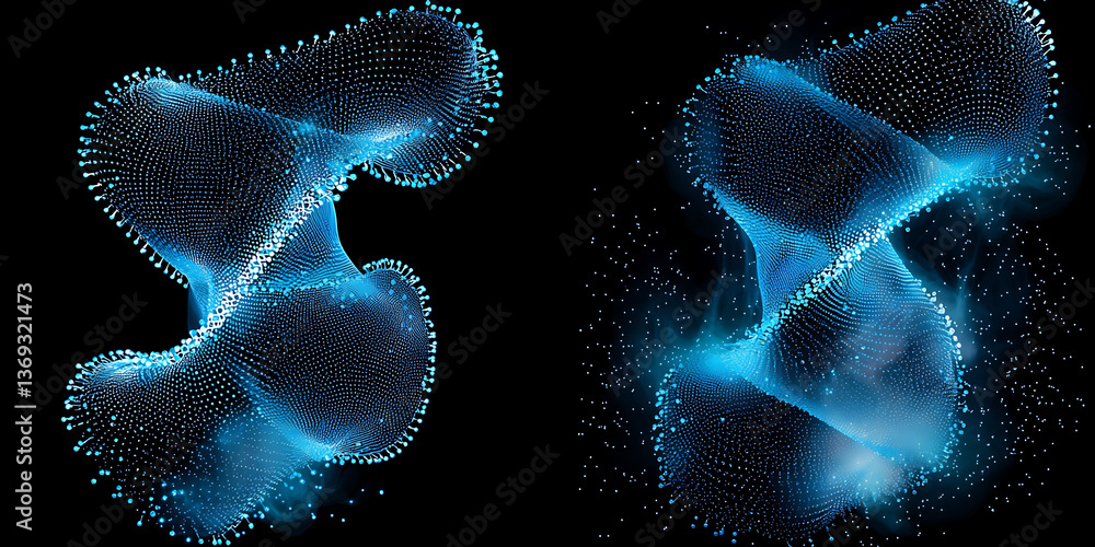 Poster dynamic abstract light patterns digital art 3d visualization dark background artistic perspective mo