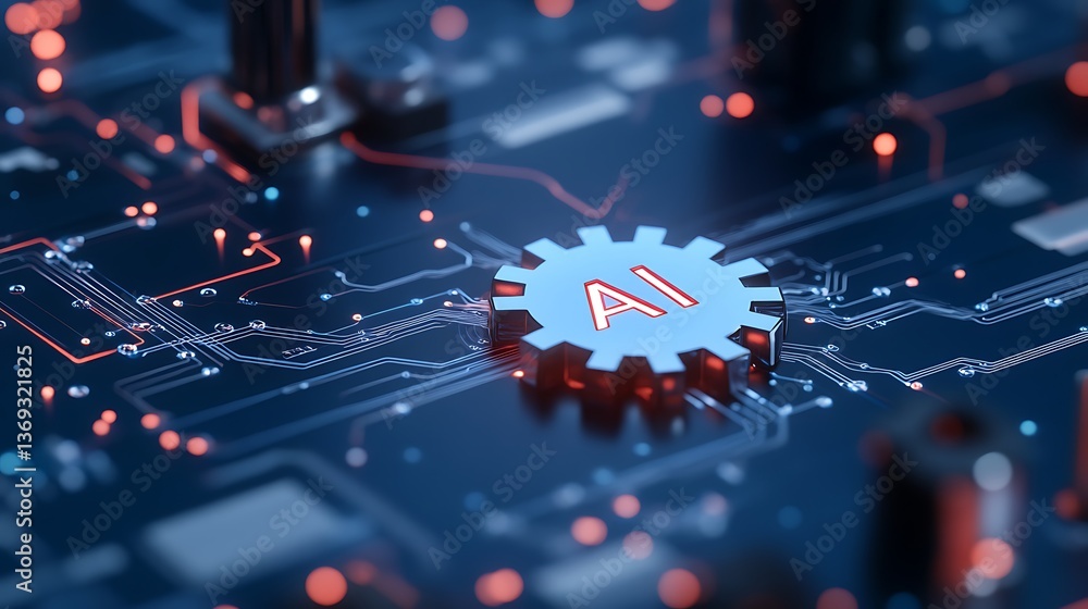 Poster advanced technology with a focus on ai in a modern circuit board