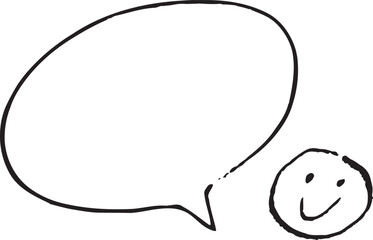 Hand drawn doodle speech bubble with smiley face. Vector illustration.