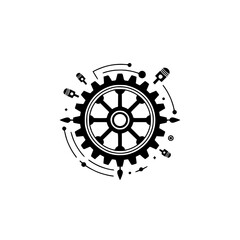 Minimalist Gear and Tools Logo: Creativity, Engineering, and Design Concept