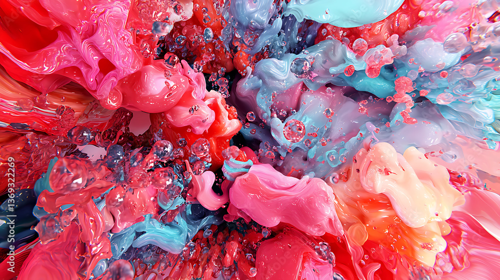 Poster dynamic color explosion abstract art studio vivid splashes close-up creative expression