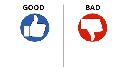 Good vs Bad Evaluation Template, Thumbs Up Down Comparison Chart, Feedback Rating System
