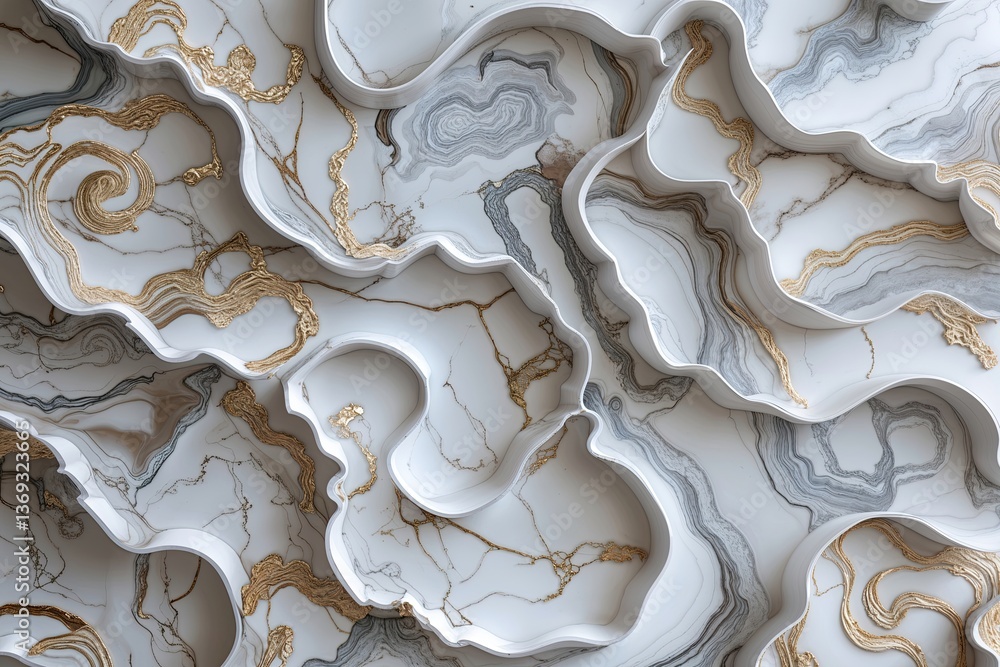 Poster elegant white curly marble background with sophisticated patterns and textures