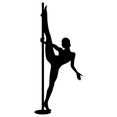 Pole Dance Silhouette - Black & White Graphic