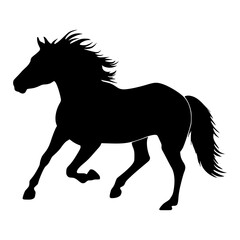 Fototapeta premium Horse Silhouette Running - Black Graphic Vector