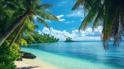 Fototapeta premium Tropical Paradise with Palm Trees