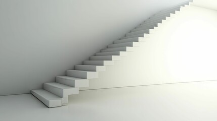 Obraz premium White staircase ascends against a plain wall.