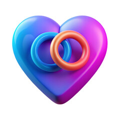 Pink and blue heart with engagement rings