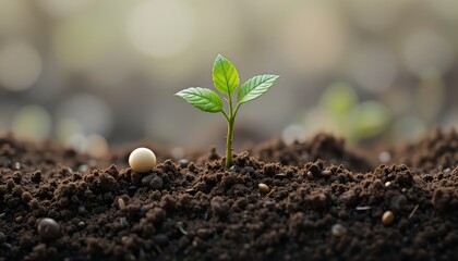 New Seedling Growing in Fertile Soil