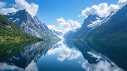 Stunning Mountain Lake Reflection in Norway