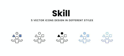 Skill  vector icons set stock illustration