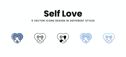Self Love vector icons set stock illustration