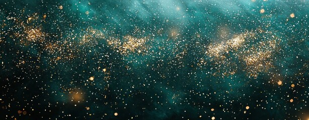 Obraz premium Teal and Gold Glitter Background Sparkling Texture for Design