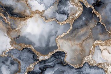 Elegant Watercolor Texture with Silver Accents and Detailed Granite Pattern for Luxurious Home Decor