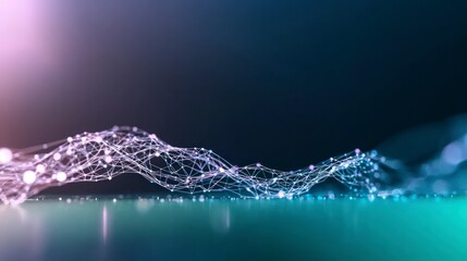 Fototapeta premium Abstract Network Connection Digital Data Flow Waveform Background