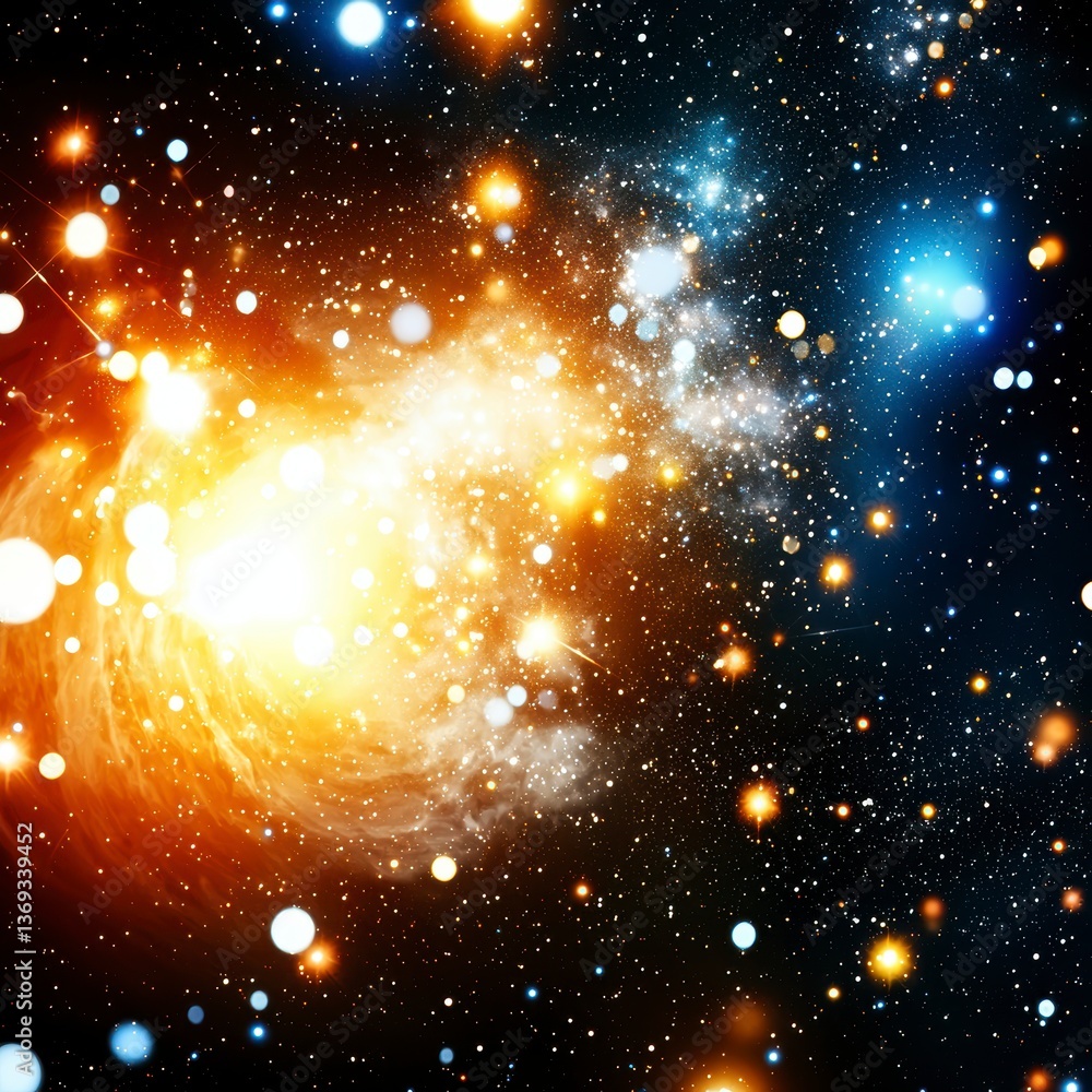 Poster cosmic explosion event outer space digital art celestial environment wide angle astronomy concept