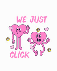 Cartoon retro poster illustration heart character with quote 