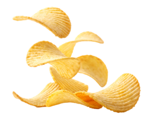 Collection of potato chips, isolated on white background,Tasty, Crunchy, Classic Snack