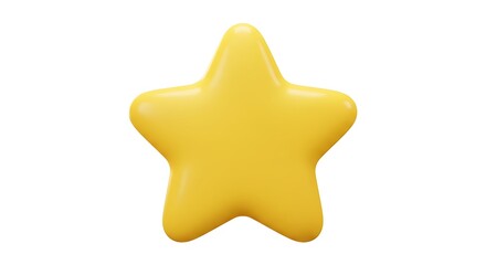 A Cute Yellow 3D Star Rendered on White Background
