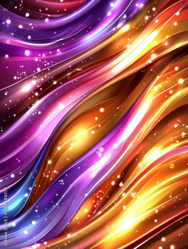 Poster dynamic colorful waves flowing seamlessly abstract design digital art vibrant environment close-up p