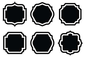 Ramadan frame shape. Islamic window and door icons set. Arabic oriental arches. Silhouettes of arabesque traditional templates