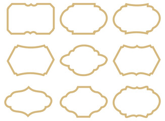 Gold traditional islamic architecture frames, vector illustration.