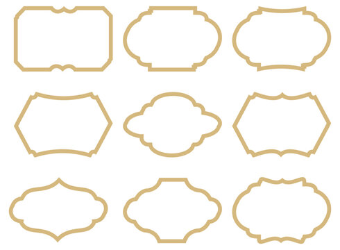 Gold traditional islamic architecture frames, vector illustration.