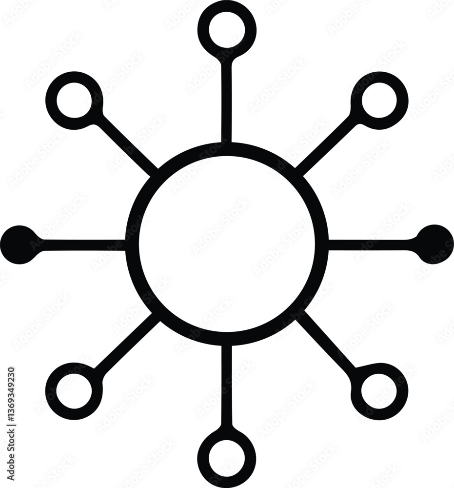 Poster abstract graphic design showing interconnected nodes in a spiral pattern.