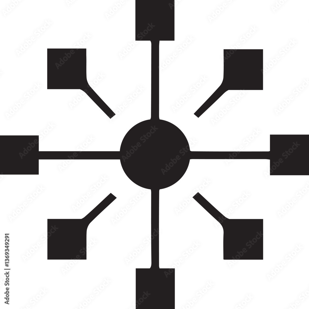 Poster abstract graphic design showing interconnected nodes in a spiral pattern.