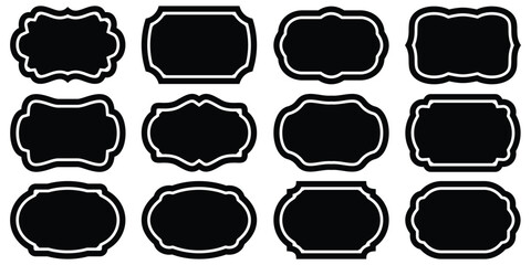 Set of vintage label and badges shape collections. Black template for patch, insignias, overlay. Vector illustration. 