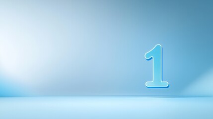 Vibrant blue number one on a monochrome background, striking visual representation