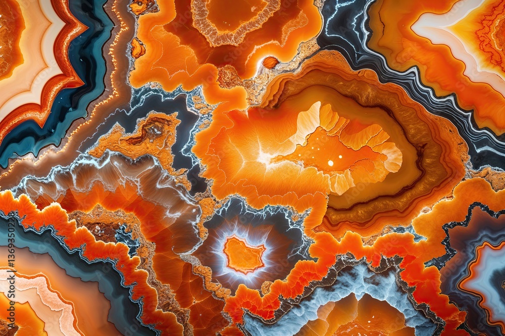 Poster dynamic orange agate background with lively patterns for creative design projects