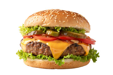 Juicy Cheeseburger with Sesame Seed Bun and Melted Cheese