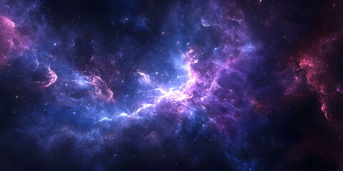 Naklejka premium Cosmic Nebula: A Celestial Tapestry of Purple and Blue