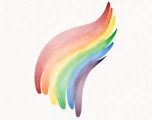 Elegant flowing rainbow brushstroke in watercolor, symbolizing the beauty of diversity and inclusivity. Perfect for Pride designs