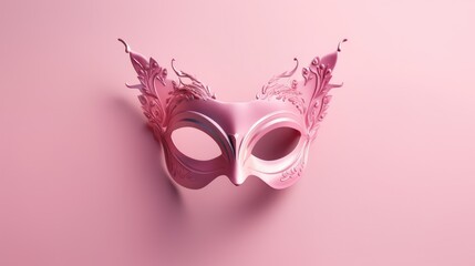 Delicate Pink Butterfly Mask isolated on beautiful pink Background